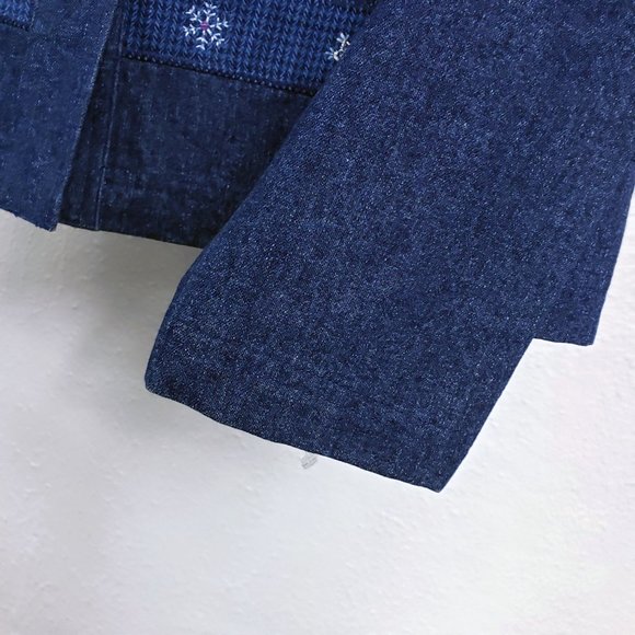Koret City Blues Women's Embroidered Sequined Denim Blue Jean Cotton Coat Jacket - Picture 6 of 11